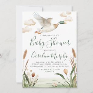 Sweet Baby Shower Mallard Anka Gingham Inbjudningar