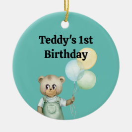 sweet baby teddy bear julgransprydnad keramik