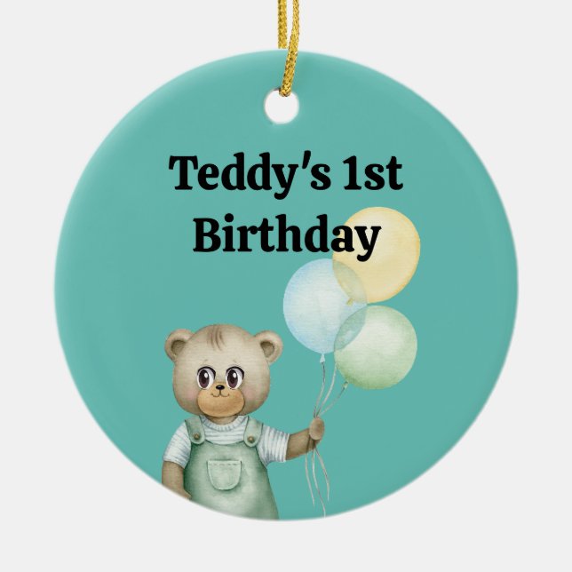 sweet baby teddy bear julgransprydnad keramik (Framsidan)
