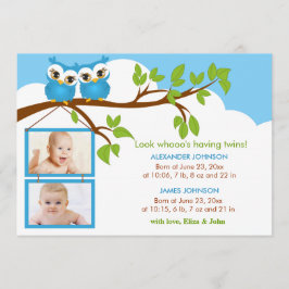 Sweet Baby Twillingars Uggla Boy Photo Birth Annou Meddelande