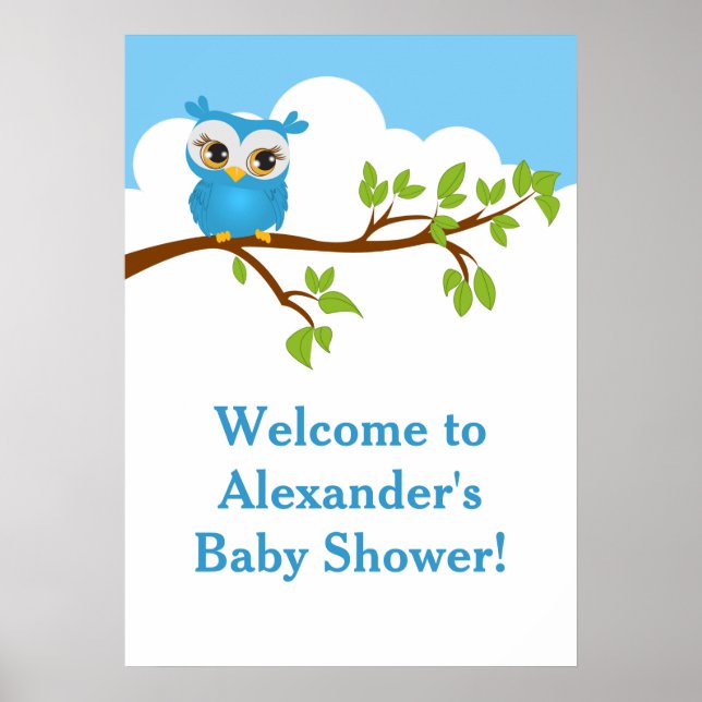 Sweet Baby Uggla Boy Shower Poster (Framsidan)
