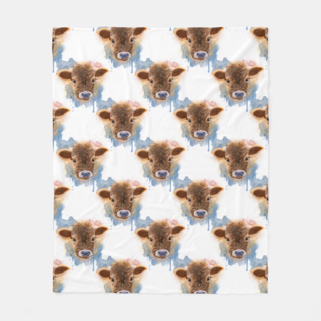 Sweet Babyface Fuzzy Calf Porträtt Fleecefilt (Framsidan)