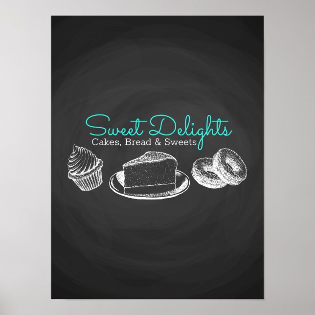 Sweet Bakery Chalkboard-marknadsföring Poster (Framsidan)