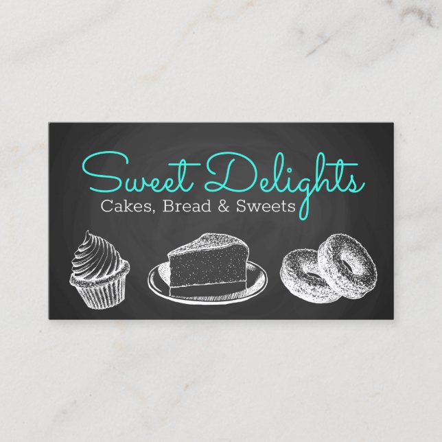 Sweet Bakery Chalkboard Visitkort (Framsida)