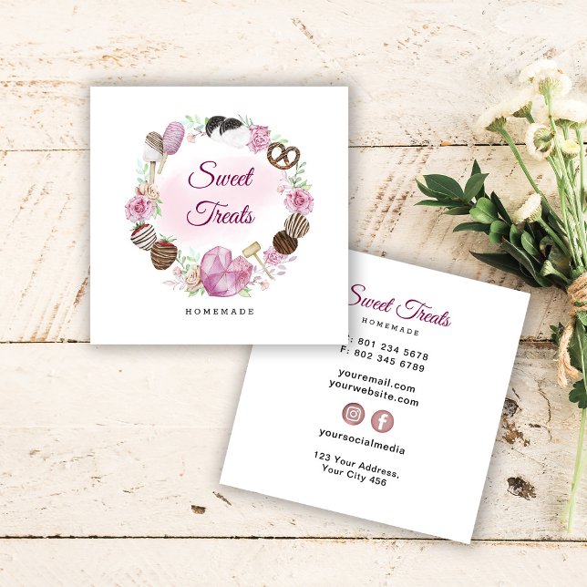 Sweet Bakery Fyrkantigt Visitkort (Skapare uppladdad)