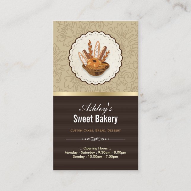 Sweet Bakery Shop - BreadRolls Muffinss Dessert Visitkort (Framsida)