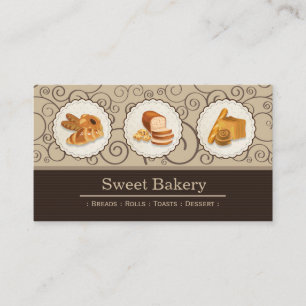 Sweet Bakery Shop - BreadRolls Toast Dessert Visitkort