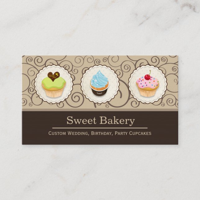 Sweet Bakery Store - Muffinsar för snygg Anpassnin Visitkort (Framsida)