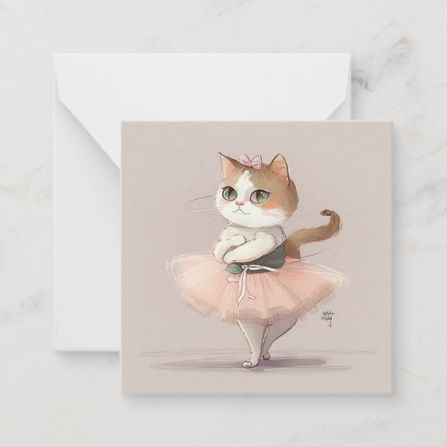 Sweet ballerina kattunge anteckningskort (Framsida)