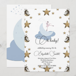 Sweet ballerina måne, babydusch inbjudningar