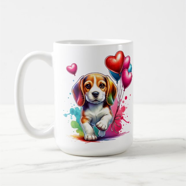 Sweet Beagle Valp Valentine Kaffemugg (Vänster)