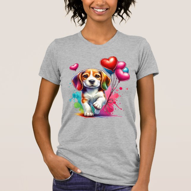 Sweet Beagle Valp Valentine T Shirt (Framsida)