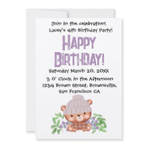 Sweet Beanie Bear Birthday bjudande För barn