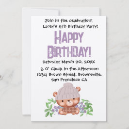 Sweet Beanie Bear Birthday bjudande För barn Inbjudningar