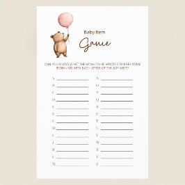 Sweet Bear Baby Shower Game Guessing Activity Flygblad