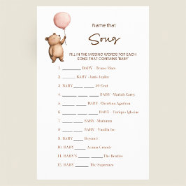 Sweet Bear Baby Shower Name That Song Game  Flygblad