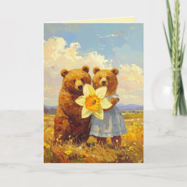Sweet Bear Couple Daffodil 10:e Bröllop Anniv. Kort