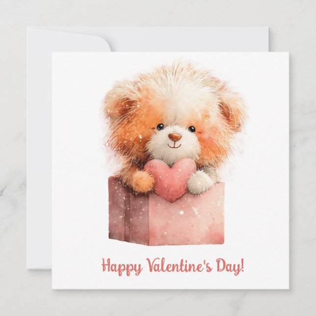 Sweet Bear Valentine Gift Art Julkort (Framsida)