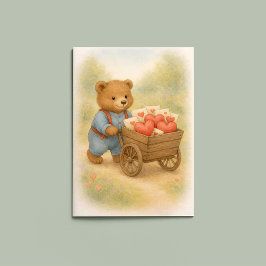 Sweet Bear Valentine Hearts | Whimsical Woodland  Kort