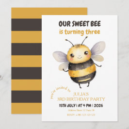 Sweet Bee Barn Födelsedagsfest Inbjudningar