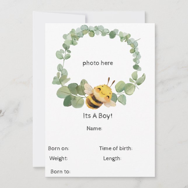Sweet Bee Birth Meddelande (Framsida)