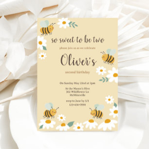 Sweet Bee Birthday Inbjudningar