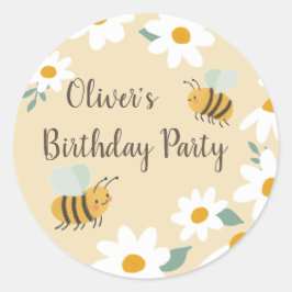 Sweet Bee Birthday Runt Klistermärke