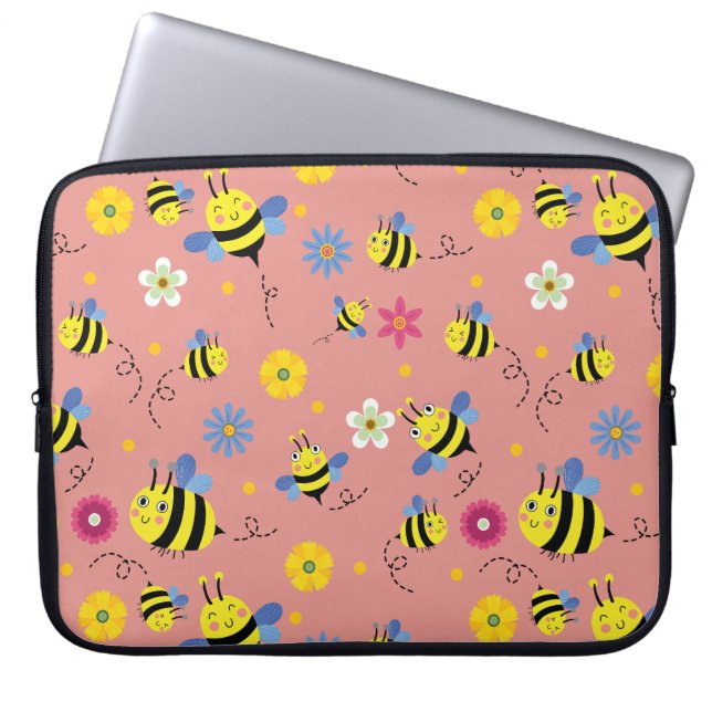 Sweet Bee Blommar Garden Laptop Fodral (Framsidan)