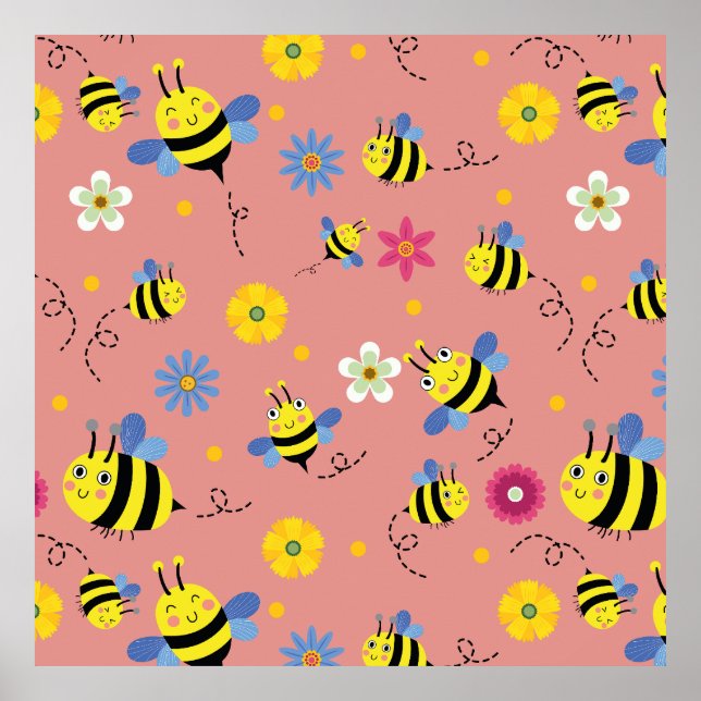 Sweet Bee Blommar Garden Poster (Framsidan)