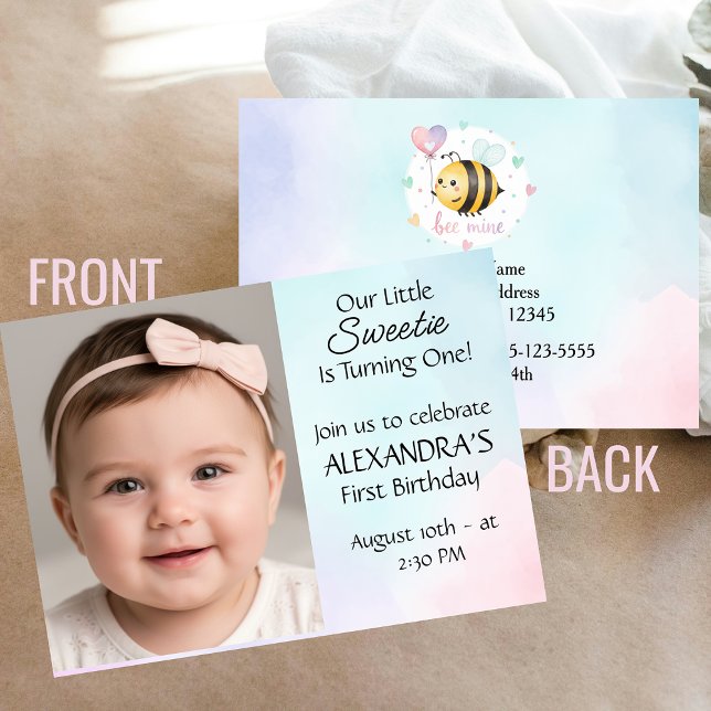 Sweet Bee First Birthday Personalized Invite (Skapare uppladdad)