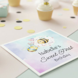 Sweet Bee First Birthday Personalized  Pappersservett