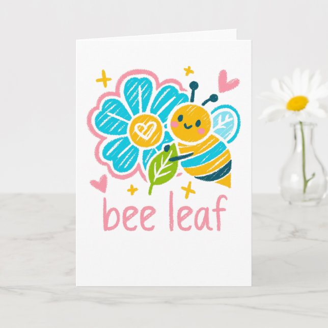 Sweet "Bee Leaf"  Believe Pun for Thank-you gifts Kort (Liten växt)