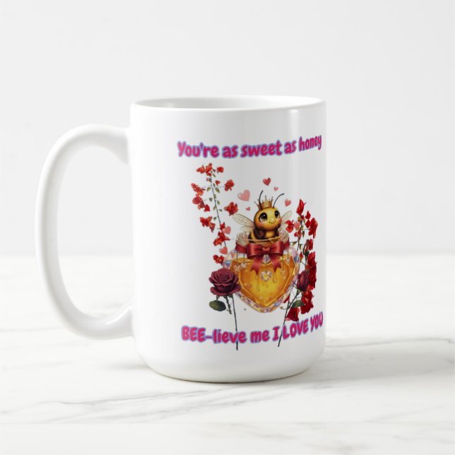 Sweet BEE mine-BEE lieve me i love you Kaffemugg (Vänster)