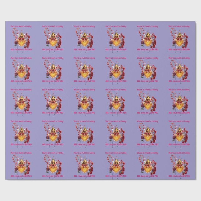 Sweet BEE mine-BEE lieve me i love you Presentpapper (Platt)