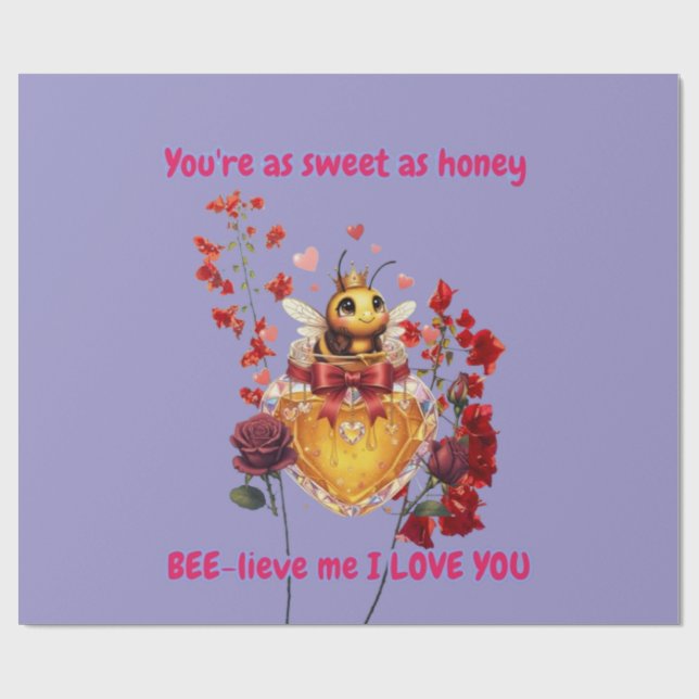 Sweet BEE mine-BEE lieve me i love you Presentpapper (Platt)
