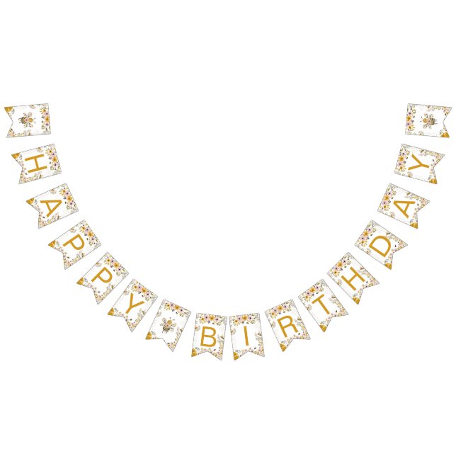 Sweet Bee One First Birthday Banner Vimplar (Alla)