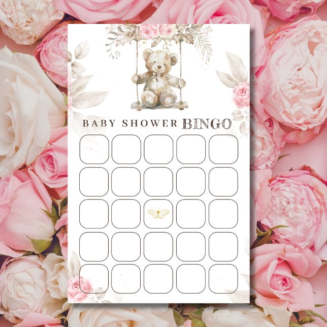 Sweet Beige Watercolor Nalle Bingo Game (Skapare uppladdad)