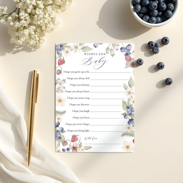 Sweet Berry Baby Önskemål för babyvisarens spelkor Inbjudningar (Sweet Berry Baby Wishes for Baby Shower Game Card)