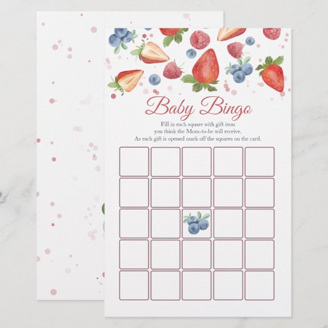 Sweet Berry Baby Shower Bingo Game (Fram/baksida)