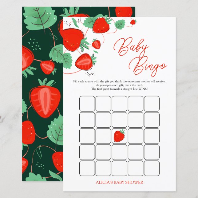 Sweet Berry Baby Shower Bingo Game (Fram/baksida)