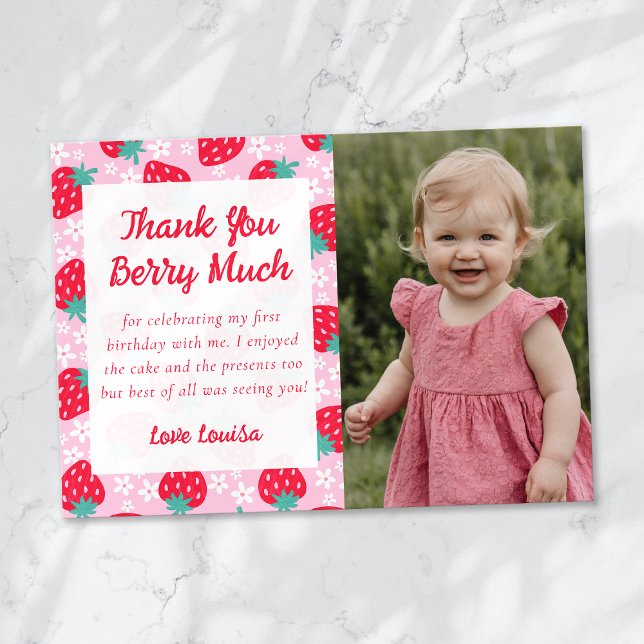 Sweet Berry Strawberry Daisy Photo Tack Kort (Skapare uppladdad)