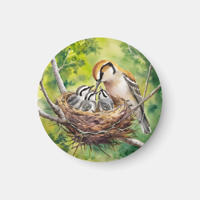 Sweet bird nest painting magnet (Framsidan)