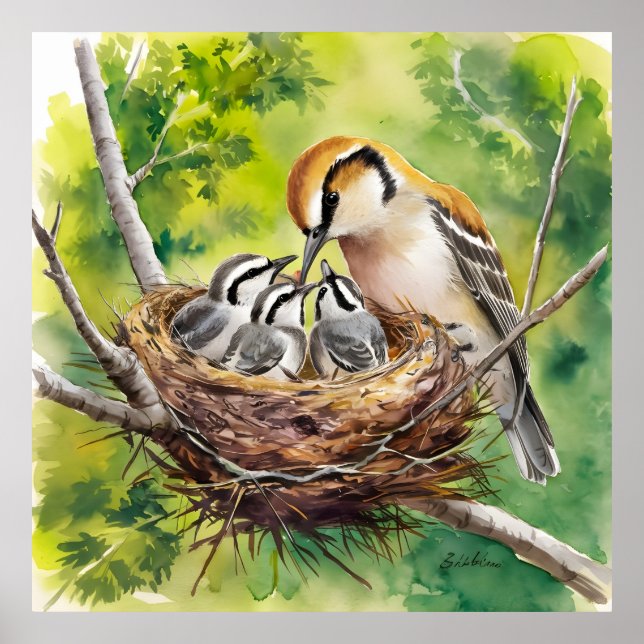 Sweet bird nest painting poster (Framsidan)