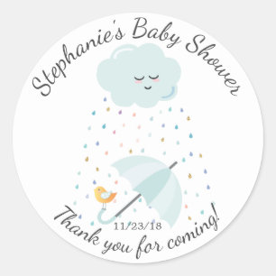 Sweet Bird Parbrella Baby Shower Favor Sticker Runt Klistermärke