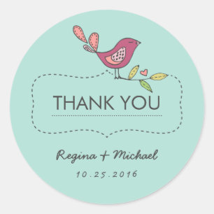 Sweet Bird Träd Wedding Favor Tack Sticker Runt Klistermärke