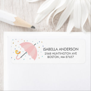 Sweet Bird Umbrella Baby Shower-adressetikett Returadress Etikett
