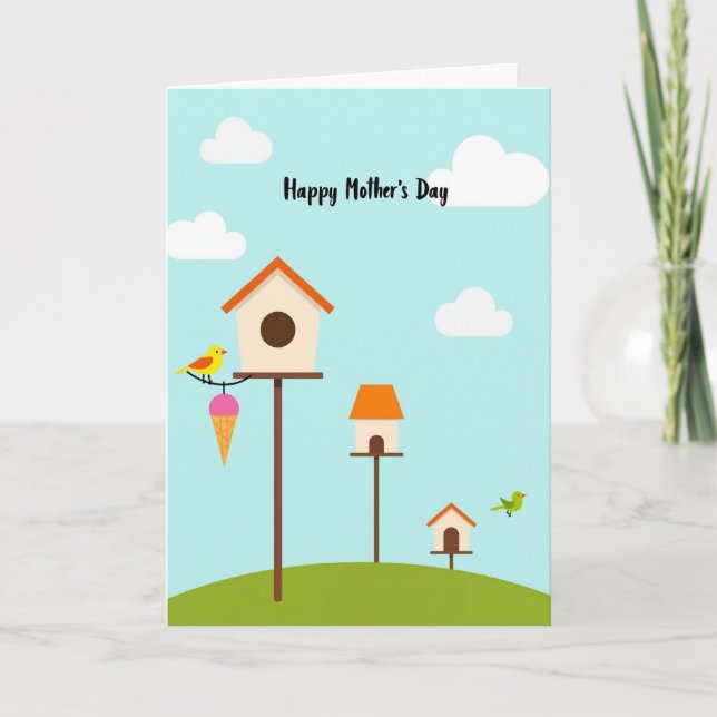 Sweet Birdhouse Mothers Day Card Kort (Framsida)