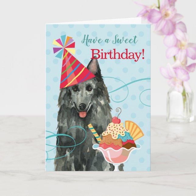 Sweet Birthday Belgium Sheepdog Card Kort (Orkide)