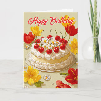 Sweet Birthday Cake Wishes Card Kort
