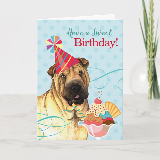 Sweet Birthday Chinese Shar-Pei Kort (Framsida)